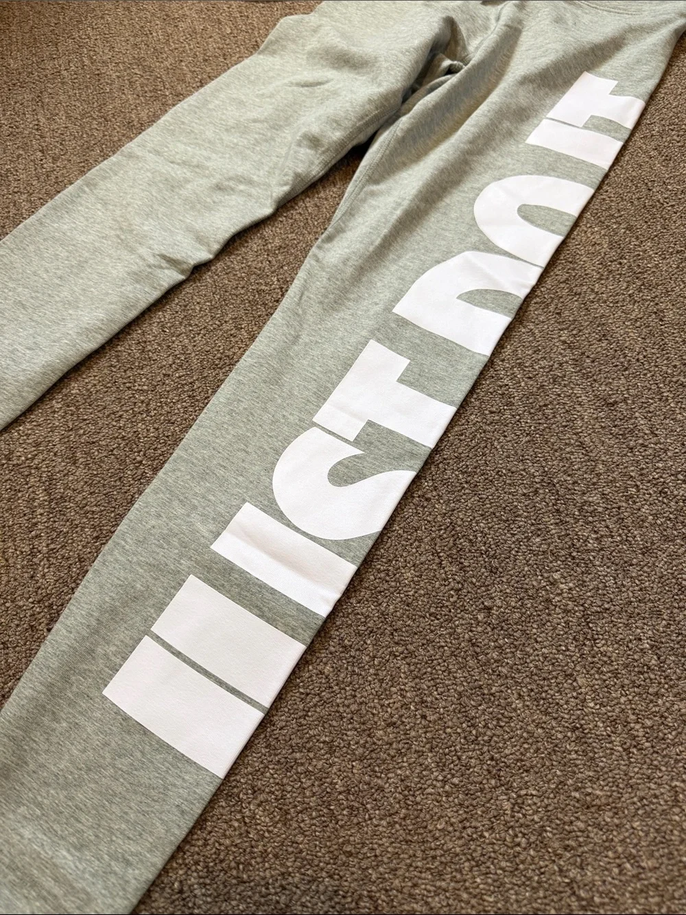 Womens Grey Nike Graphic Sweatpants with White Lettering